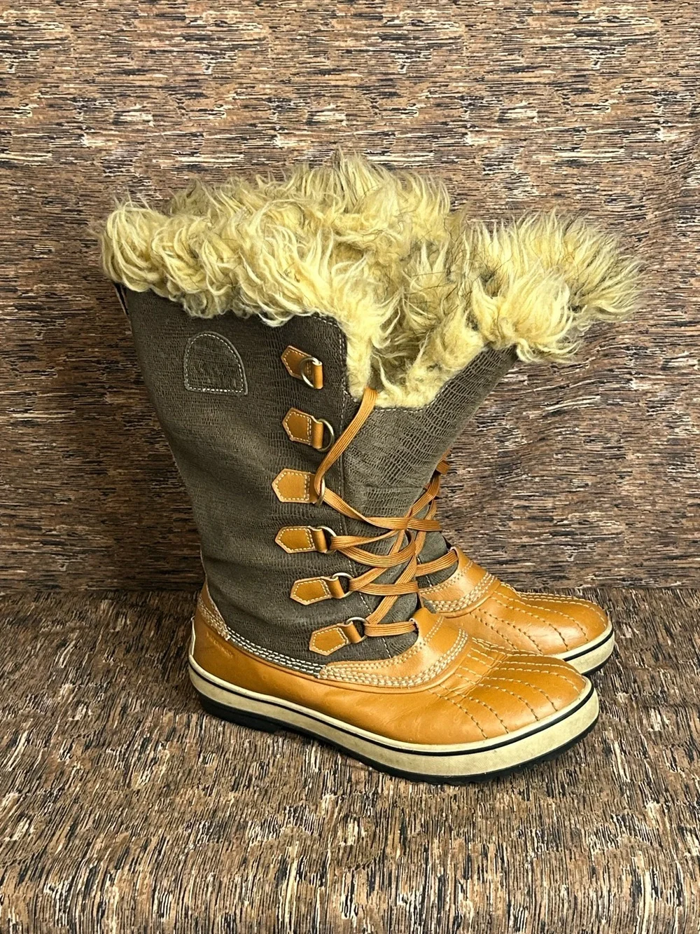 Sorel Joan Of Arctic Winter Waterproof Boots Brown Leather Faux Fur Women’s 9